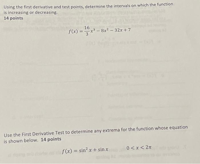 Solved Using the first derivative and test points, determine | Chegg.com