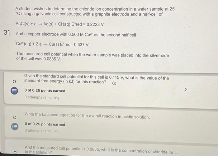 Solved A Student Wishes To Determine The Chloride Ion | Chegg.com