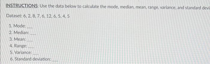 Solved INSTRUCTIONS: Use the data below to calculate the | Chegg.com