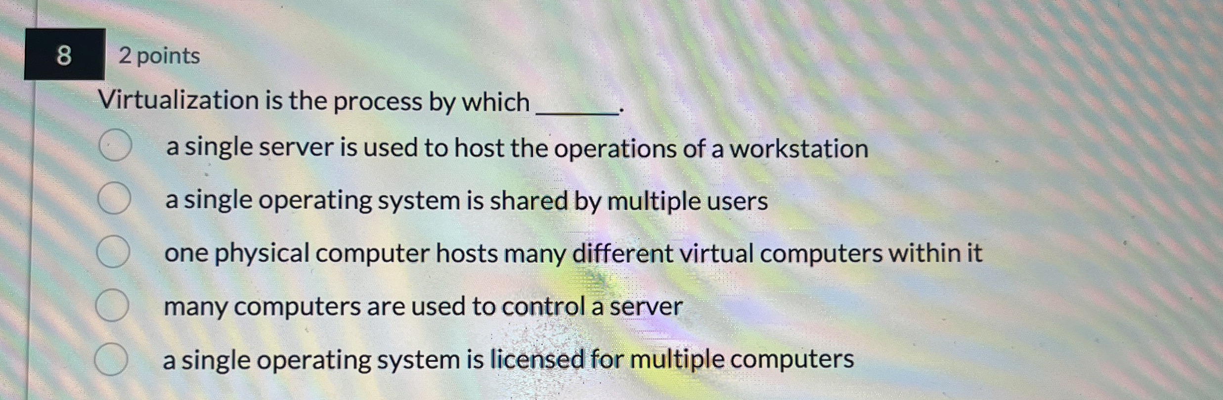 Solved 42 ﻿pointsLinux is an example of a( n )workstation | Chegg.com