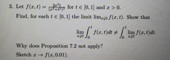 Solved 3. Let f(x,t) = they for t € (0,1) and x > 0. Find, | Chegg.com