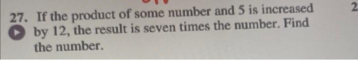 the product of 12 and a number increased by 5