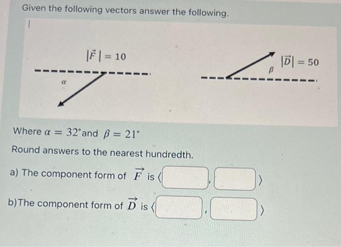 Solved Given The Following Vectors Answer The Following. | Chegg.com