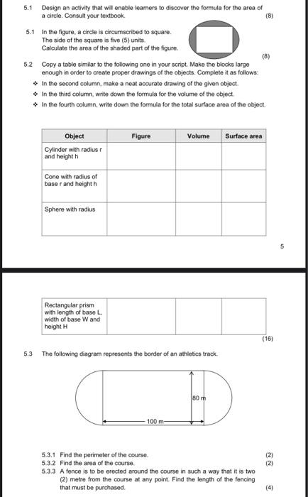 Solved 5.1 Design an activity that wil enable leamers to | Chegg.com