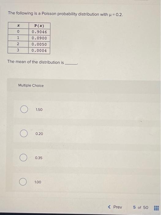 Solved The following is a Poisson probability distribution | Chegg.com