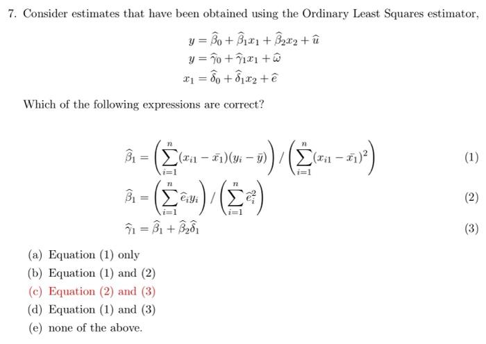 Econometrics, the answer of this question is | Chegg.com