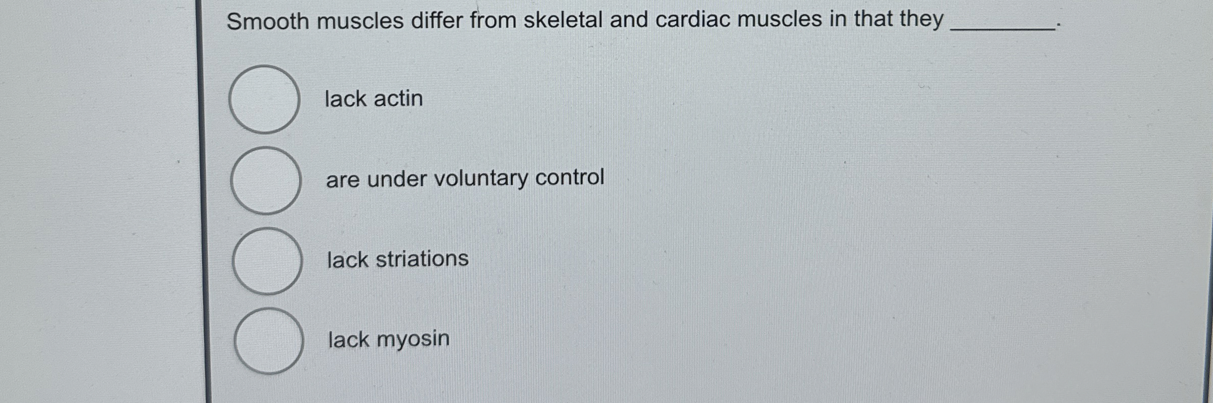 Solved Smooth muscles differ from skeletal and cardiac | Chegg.com