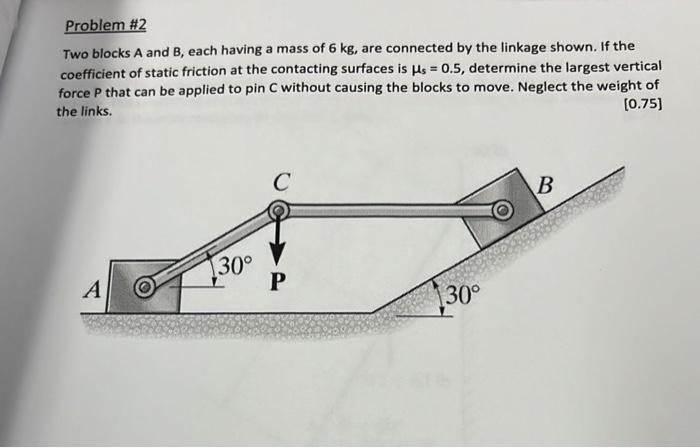 Solved Problem Two Blocks A And B Each Having A Mass Of Chegg Com