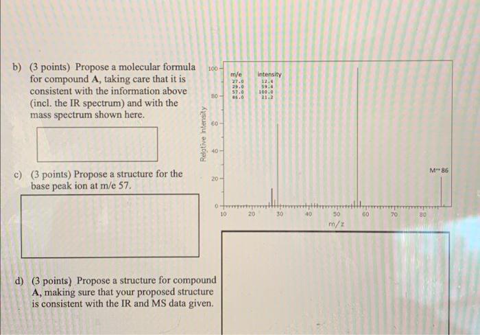 Solved 100- B) (3 Points) Propose A Molecular Formula For | Chegg.com