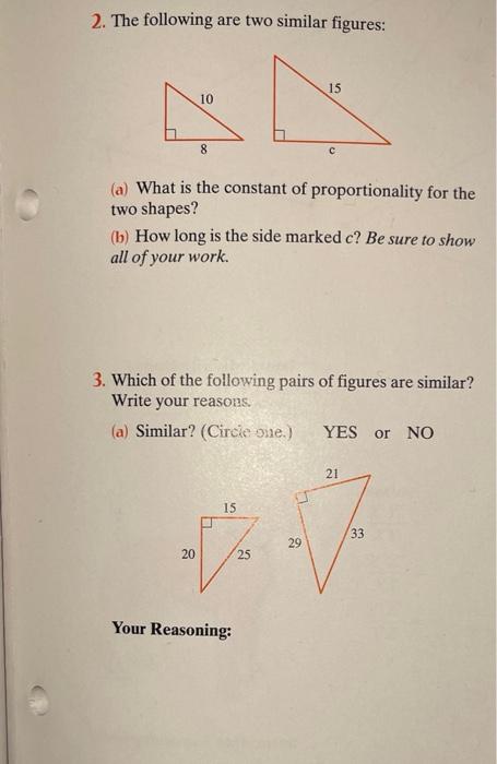 Solved 2. The following are two similar figures: 15 10 8 с | Chegg.com