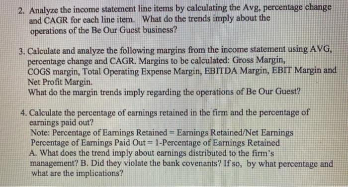 2. Analyze the income statement line items by | Chegg.com