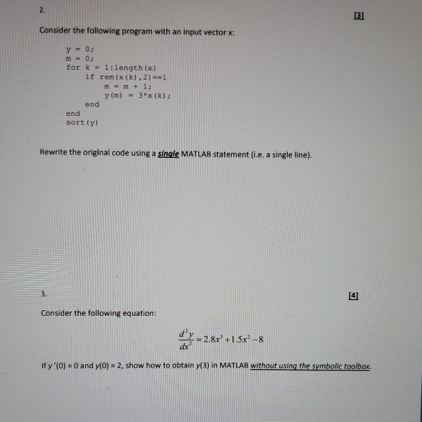 Solved Consider the following program with an input vector : | Chegg.com