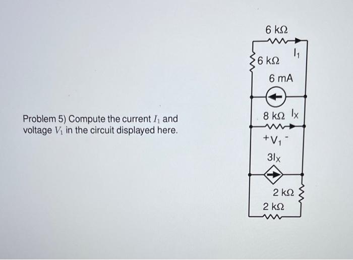 Solved Problem 5) Compute the current I1 and voltage V1 in | Chegg.com