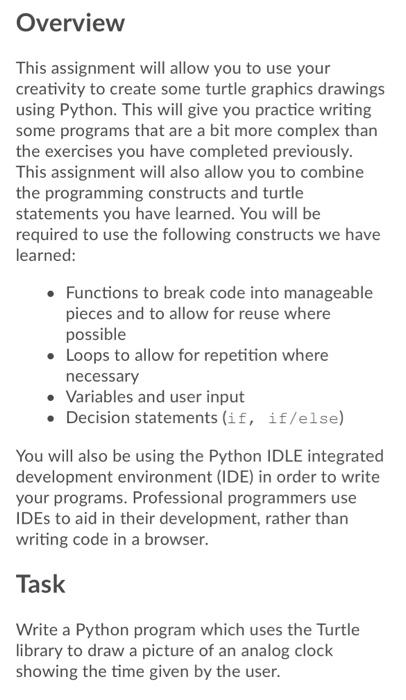 Solved Overview This assignment will allow you to use your | Chegg.com