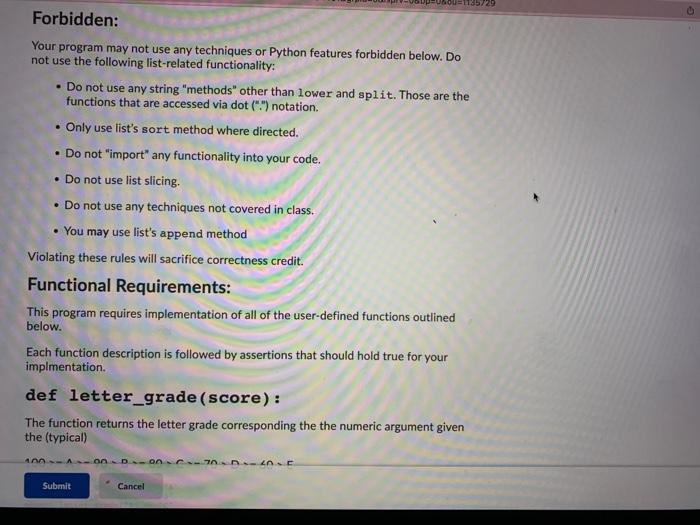 Solved 165729 . Forbidden: Your program may not use any | Chegg.com