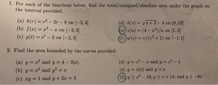 Solved 1 For Each Of The Functions Below Find The Total Chegg Com
