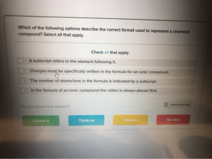 Which Of The Options Below Represents The Correct