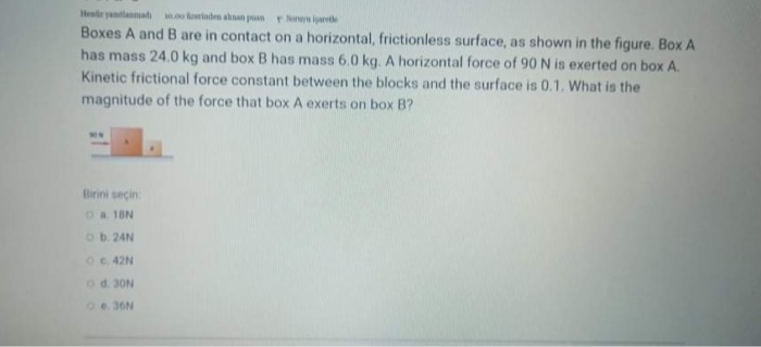 Solved Boxes A and B are in contact on a horizontal, | Chegg.com
