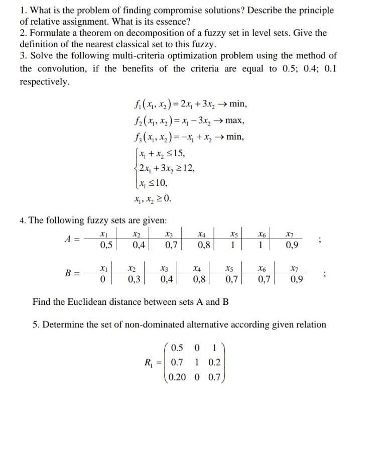 Solved 1. What is the problem of finding compromise | Chegg.com