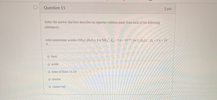 Solved Question 11 2 pts Select the answer that best | Chegg.com