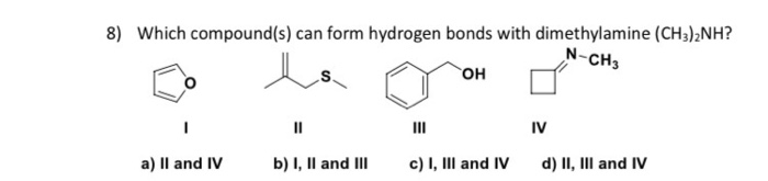 Solved 8) Which compound(s) can form hydrogen bonds with | Chegg.com