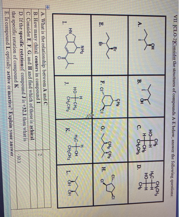 Vii Clo 2 Consider The Structures Of Compounds A E Chegg Com