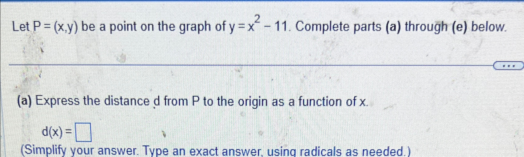 Solved Let P X Y ﻿be A Point On The Graph Of Y X2 11