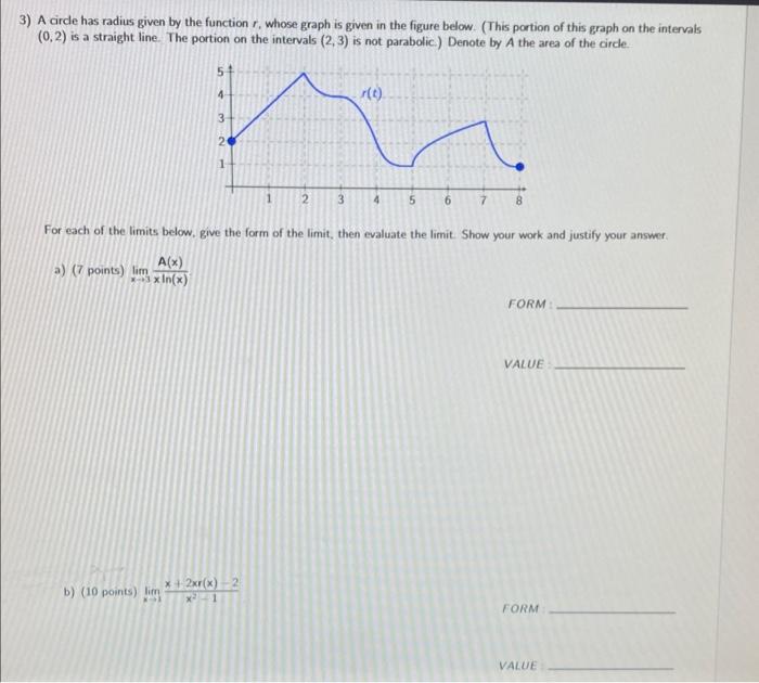 Solved ) A circle has radius given by the function r, whose 