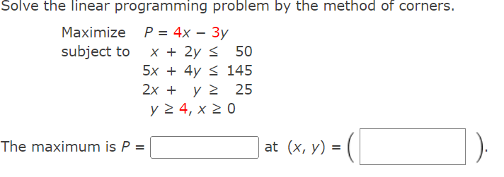 Solved Solve the linear programming problem by the method of | Chegg.com