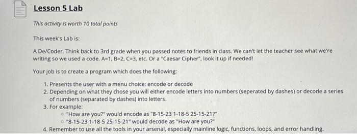 Loops, Lesson 5