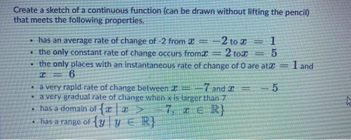 Solved Create a sketch of a continuous function (can be | Chegg.com