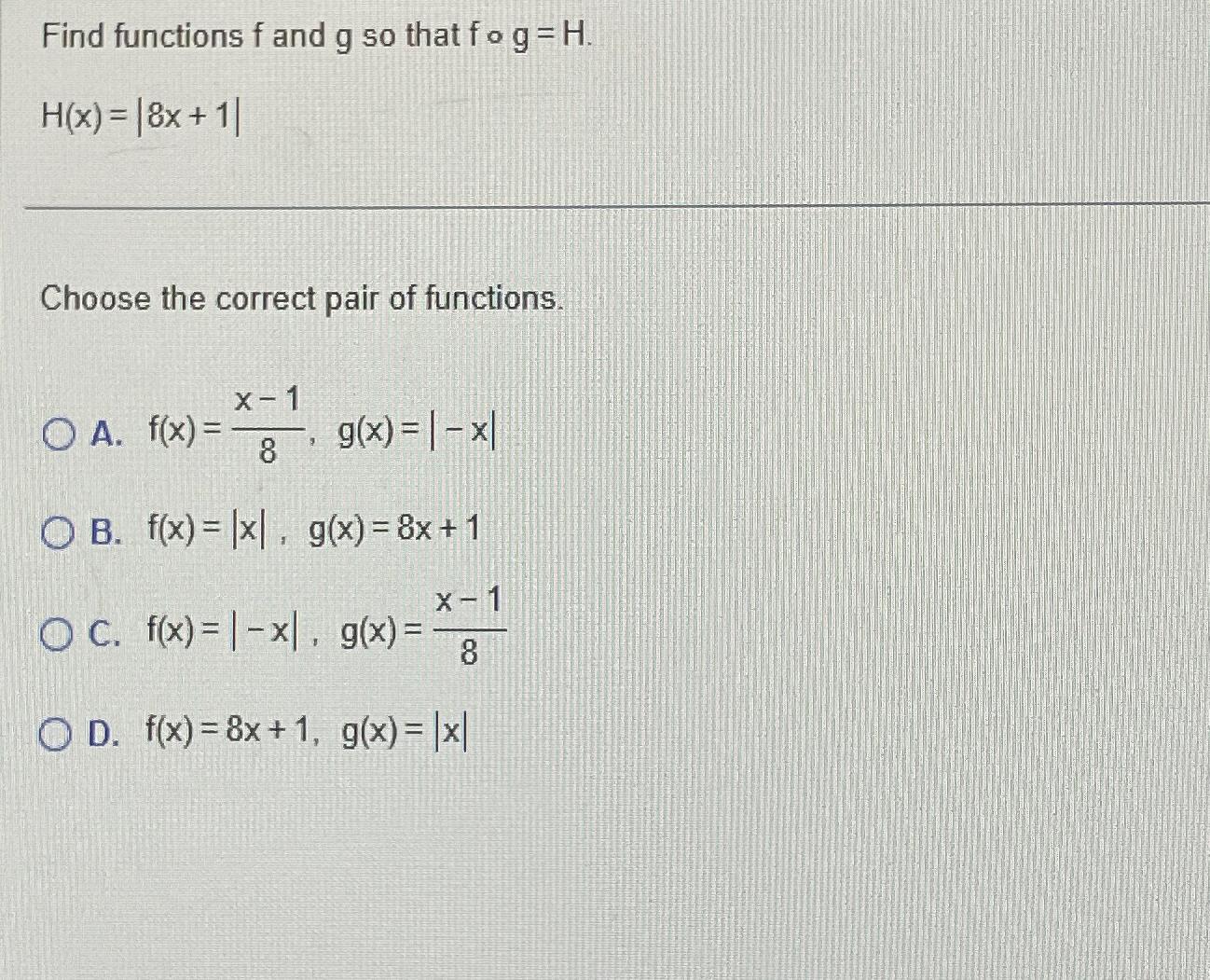 Solved Find Functions F ﻿and G ﻿so That