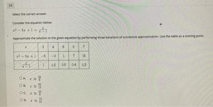 Solved 24 Select the correct answer. Consider the equation | Chegg.com