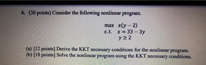Solved 4. (30 points) Consider the following nonlinear | Chegg.com