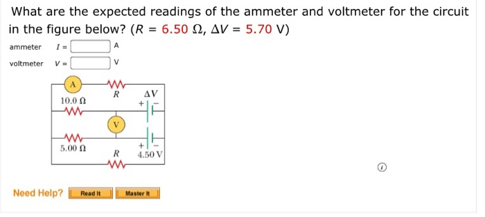 Solved What are the expected readings of the ammeter and | Chegg.com