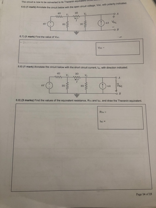 Solved The circuit is now to be converted to its Thevenin | Chegg.com