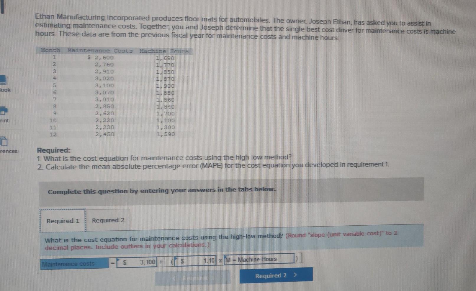 Solved Ethan Manufacturing Incorporated produces floor mats