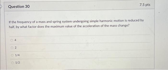 Solved If the frequency of a mass and spring system | Chegg.com