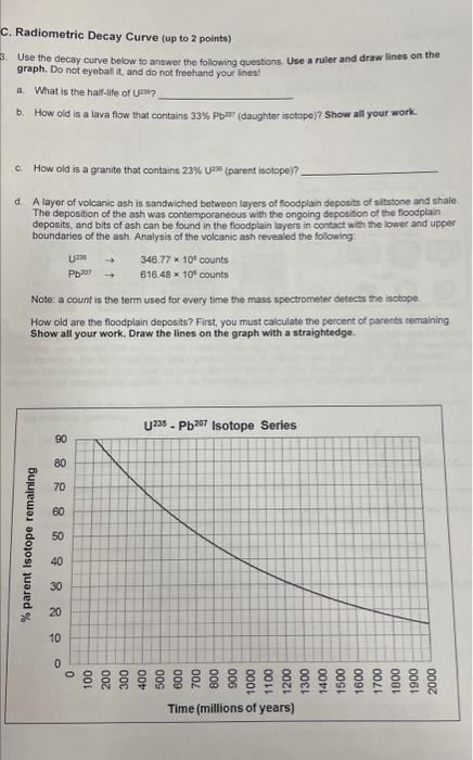 Solved C. Radiometric Decay Curve (up to 2 points) Use the | Chegg.com