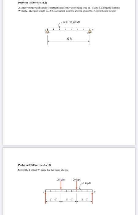 Solved Problem 1 (Exercise-16.2) A Simply Supported Beam Is | Chegg.com