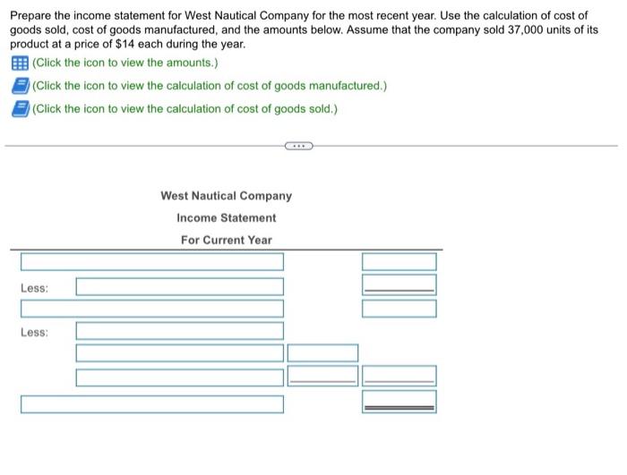 Solved Prepare the income statement for West Nautical | Chegg.com