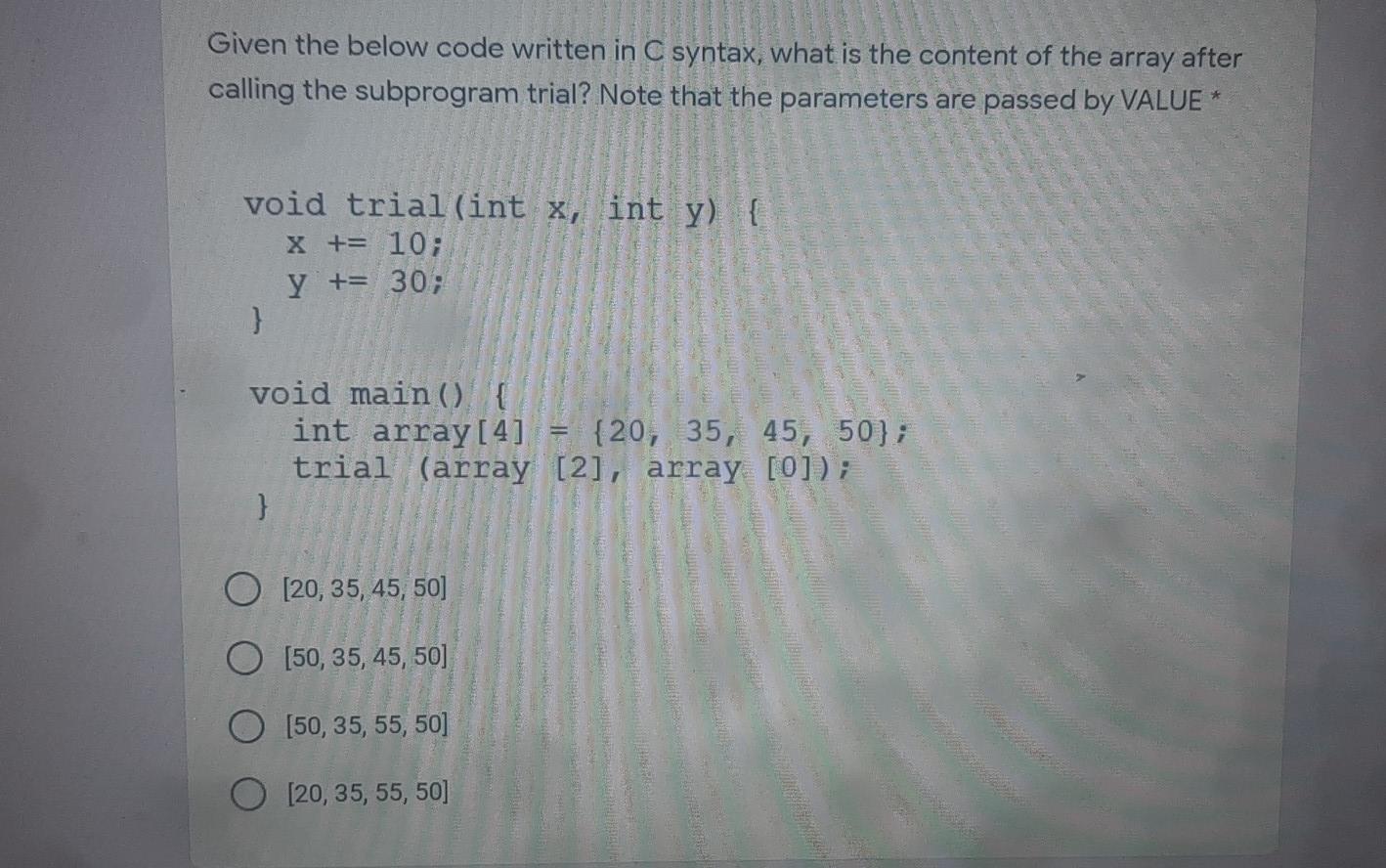 Solved What is the output of the below code?* for (int i = | Chegg.com