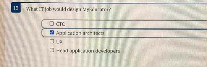 What IT job would design MyEducator? CTO Application | Chegg.com