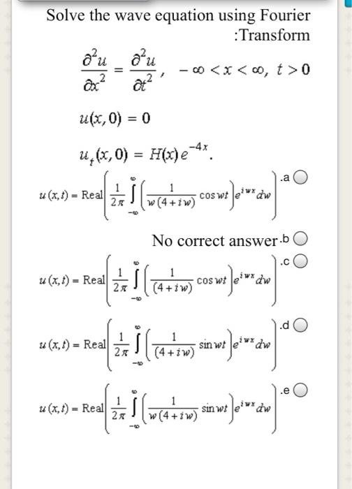 Solved Solve the wave equation using Fourier : Transform ²u | Chegg.com