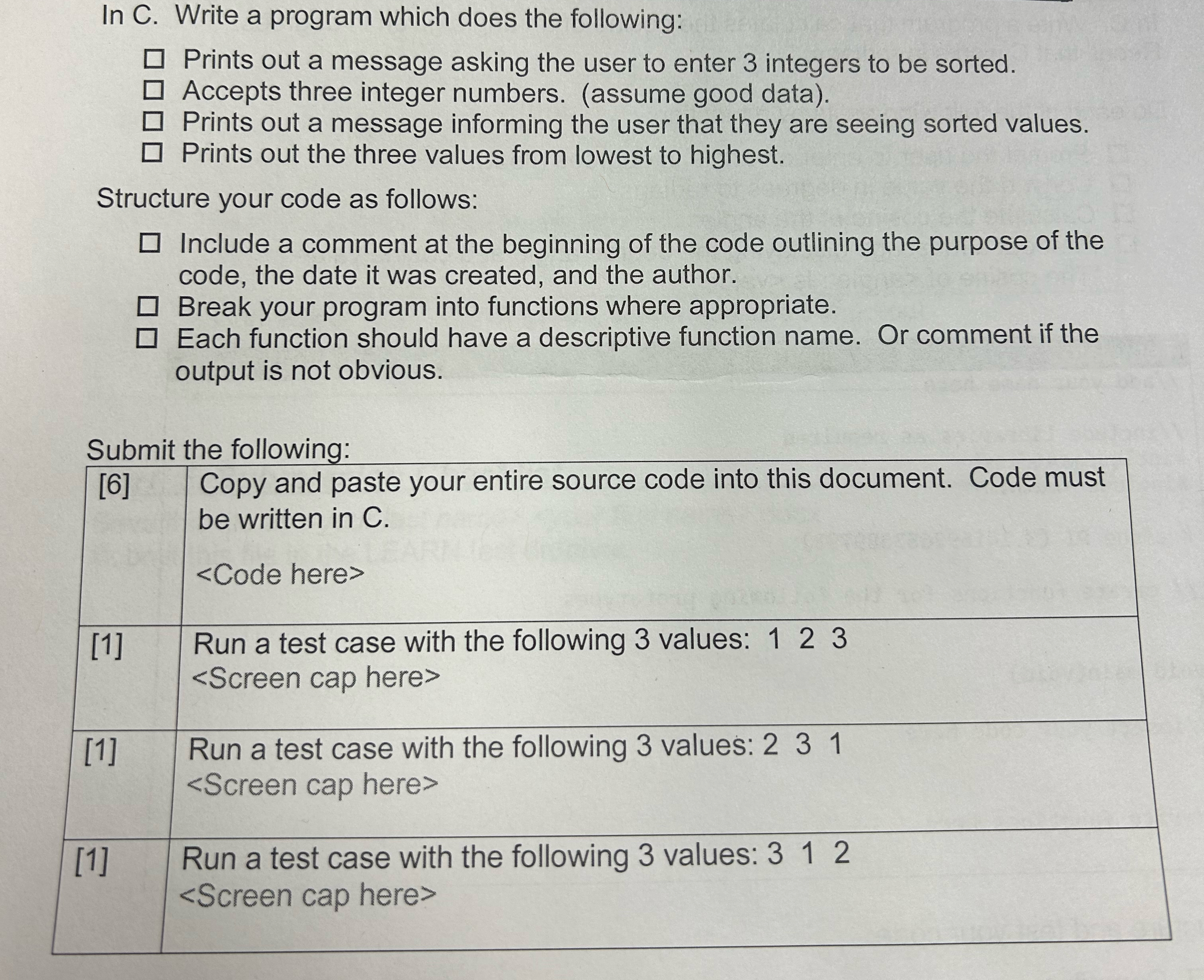 Solved In C. ﻿Write a program which does the | Chegg.com