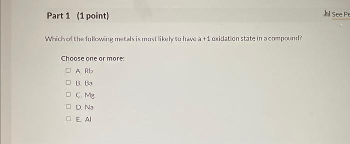 Solved Which of the following metals is most likely to have | Chegg.com