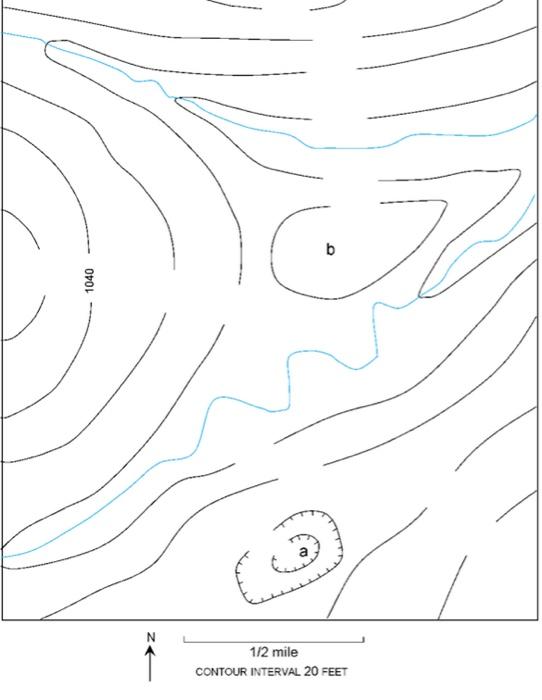 Solved 7 B 1040 N 1/2 Mile CONTOUR INTERVAL 20 FEET | Chegg.com