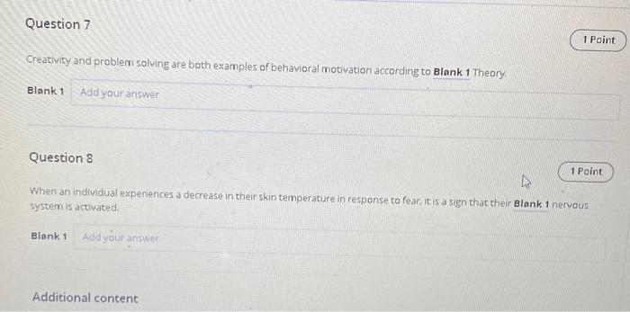 Solved Question 7 1 Point Creativity and problem solving are | Chegg.com
