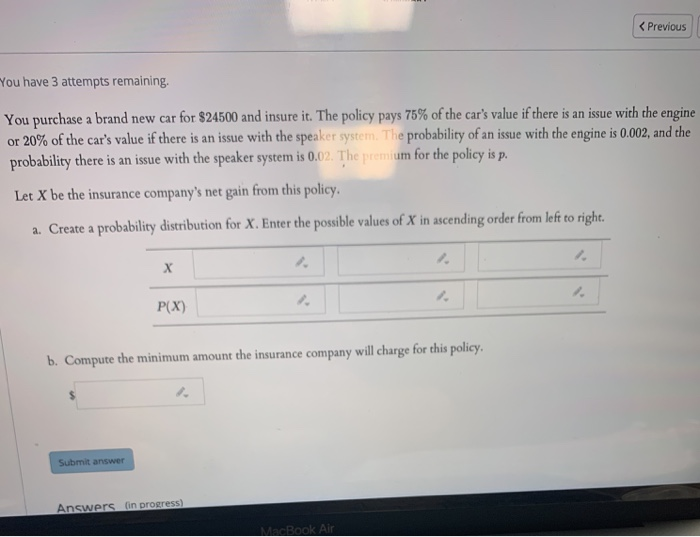Solved Previous You have 3 attempts remaining. You purchase | Chegg.com