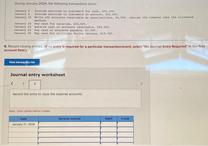 During January 2024 The Following Transactions Chegg Com   Image